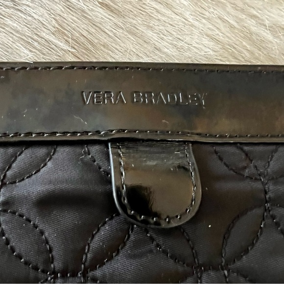 VERA BRADLEY Caviar Black Midnight Clutch Handbag Patient Leather Microfiber - Picture 3 of 13